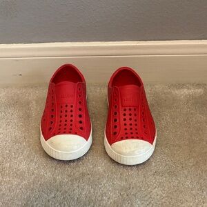 Native Kids Red and White Slip-On Sneakers